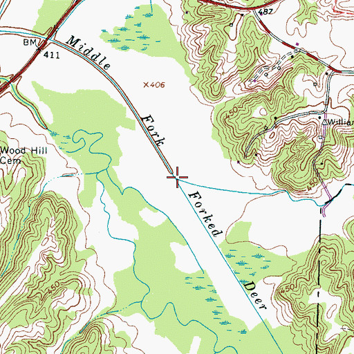 Topographic Map of Griffin Creek, TN