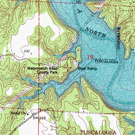 Topographic Map of Watermelon Road County Park, AL