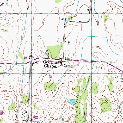 Topographic Map of Griffins Chapel, TN