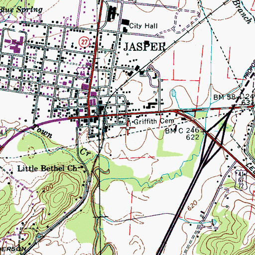 Topographic Map of Griffith Cemetery, TN