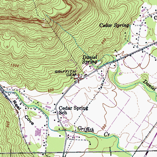 Topographic Map of Griffith Cemetery, TN