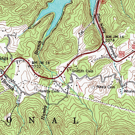Topographic Map of Griffith Cemetery, TN