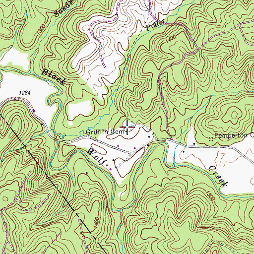 Topographic Map of Griffith Cemetery, TN