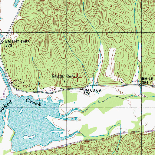 Topographic Map of Griggs Cemetery, TN