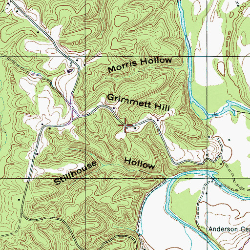 Topographic Map of Grimmett Hill, TN