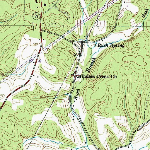 Topographic Map of Grinders Creek Church, TN