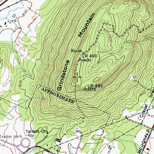 Topographic Map of Grindstone Mountain, TN