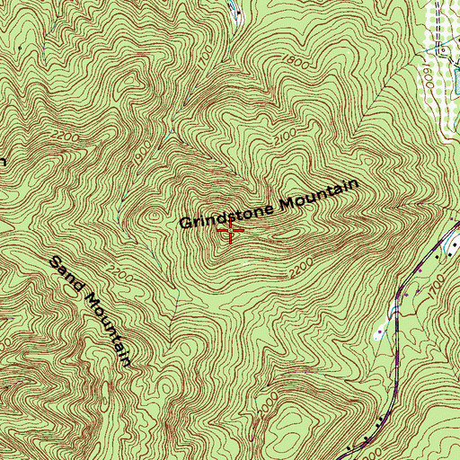 Topographic Map of Grindstone Mountain, TN