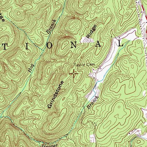 Topographic Map of Grindstone Ridge, TN