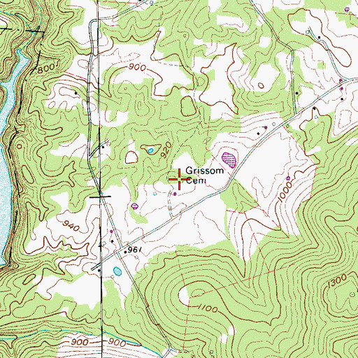 Topographic Map of Grissom Cemetery, TN