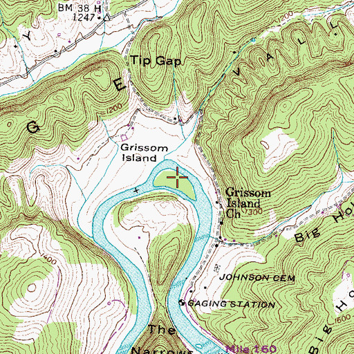 Topographic Map of Grissom Island, TN