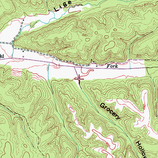 Topographic Map of Grocery Hollow, TN