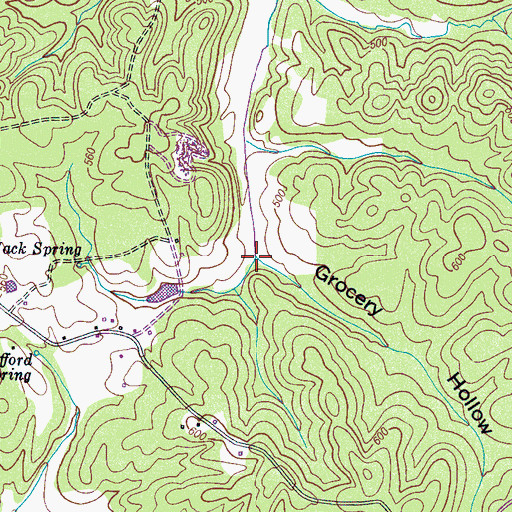 Topographic Map of Grocery Hollow, TN