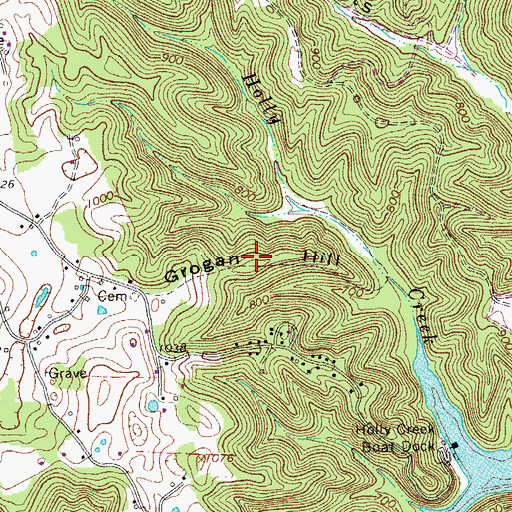 Topographic Map of Grogan Hill, TN