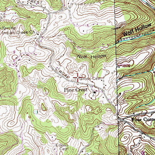 Topographic Map of Gross Cemetery, TN