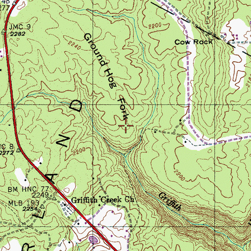 Topographic Map of Ground Hog Fork, TN