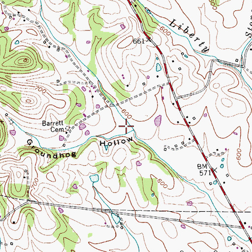 Topographic Map of Groundhop Hollow, TN