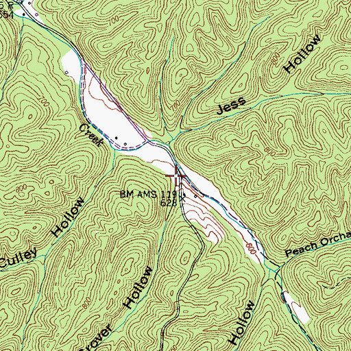 Topographic Map of Grover Hollow, TN