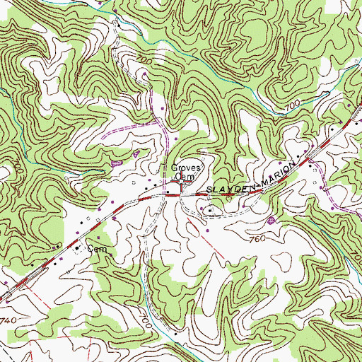 Topographic Map of Groves Cemetery, TN