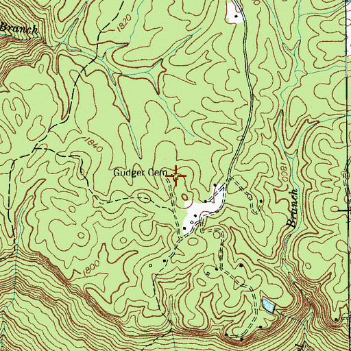 Topographic Map of Gudger Cemetery, TN