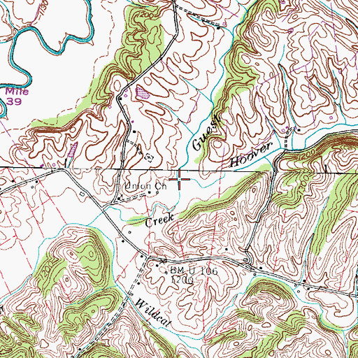 Topographic Map of Guest Creek, TN