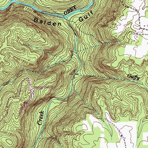 Topographic Map of Guffy Branch, TN