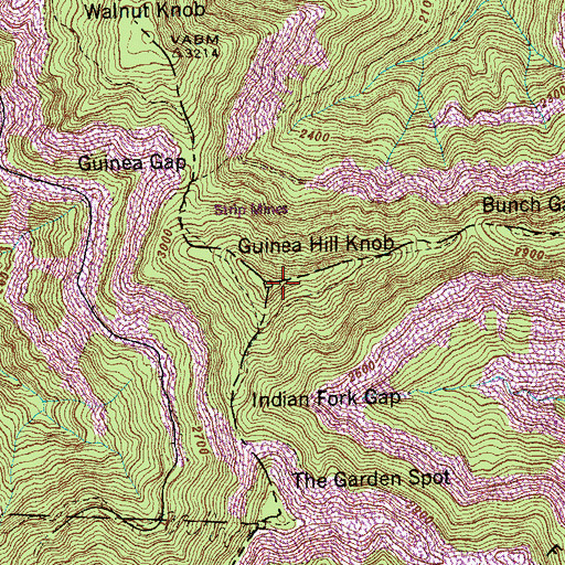 Topographic Map of Guinea Hill Knob, TN