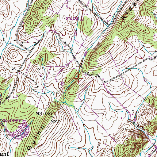 Topographic Map of Guinn Ridge, TN