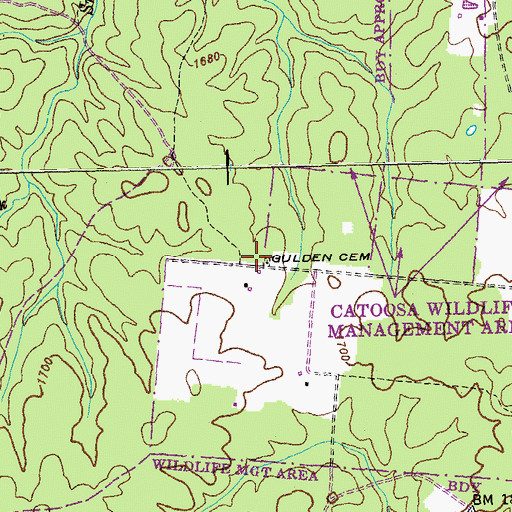 Topographic Map of Gulden Cemetery, TN