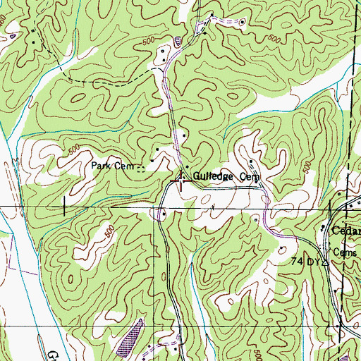 Topographic Map of Gulledge Cemetery, TN