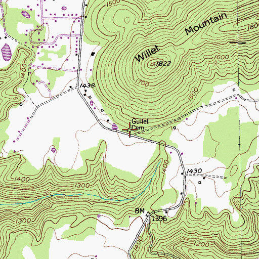 Topographic Map of Gullet Cemetery, TN