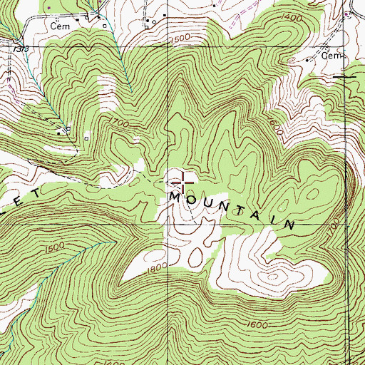 Topographic Map of Gullet Mountain, TN