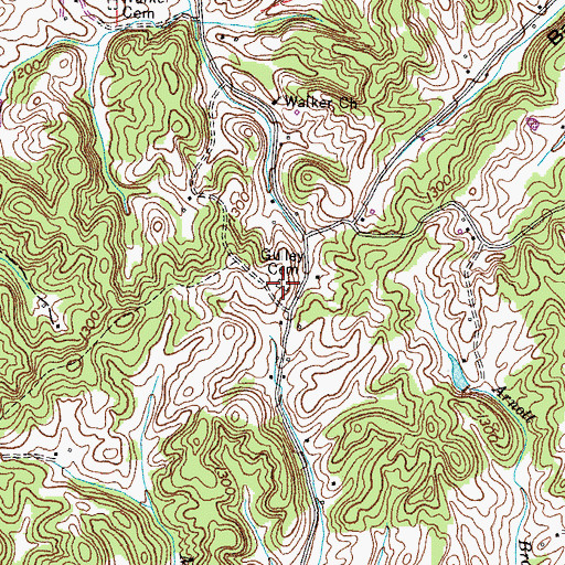 Topographic Map of Gulley Cemetery, TN