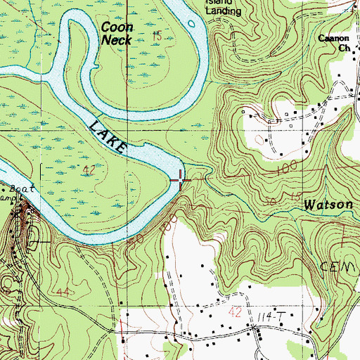 Topographic Map of Watson Creek, AL