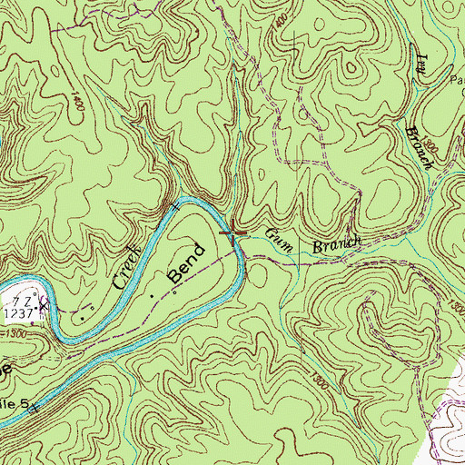 Topographic Map of Gum Branch, TN