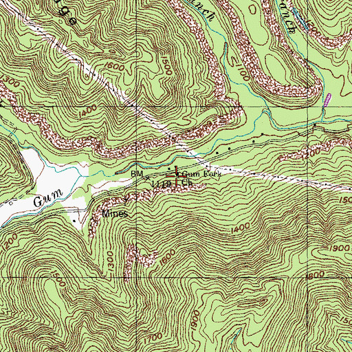 Topographic Map of Gum Fork Church, TN