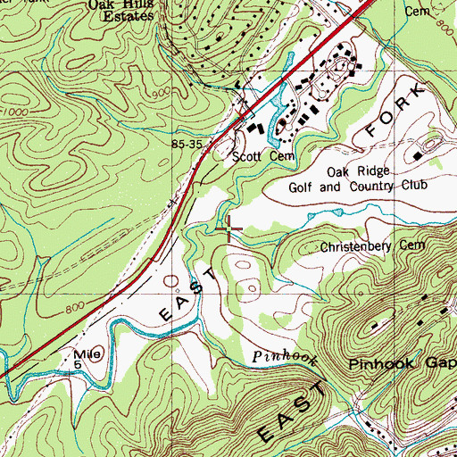Topographic Map of Gum Hollow Branch, TN