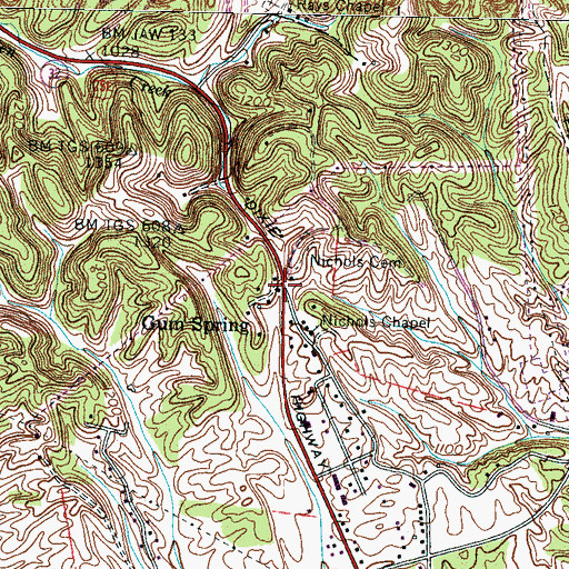 Topographic Map of Gum Spring, TN