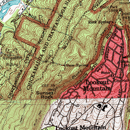 Topographic Map of Gum Spring, TN