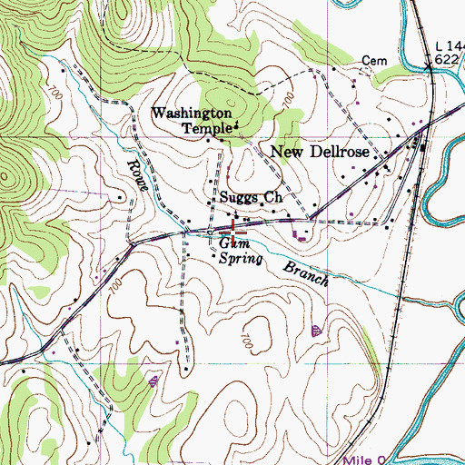 Topographic Map of Gum Spring, TN