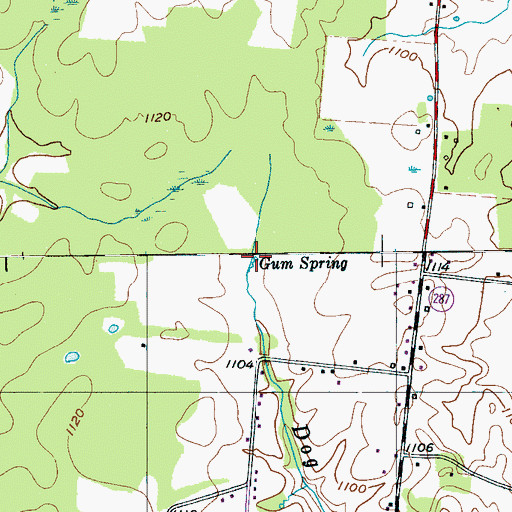 Topographic Map of Gum Spring, TN