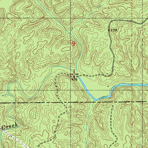 Topographic Map of Watson Creek, AL