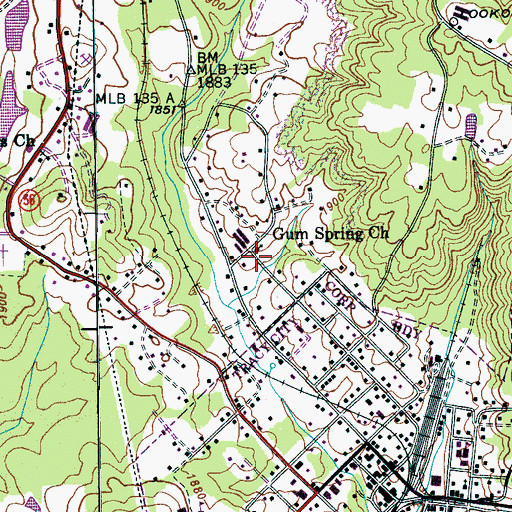 Topographic Map of Gum Spring Church, TN