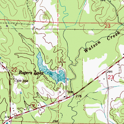 Topographic Map of Watson Creek, AL