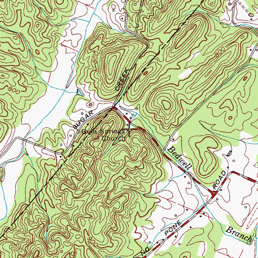 Topographic Map of Gum Springs Baptist Church, TN