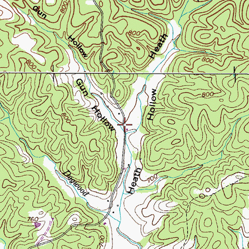 Topographic Map of Gun Hollow, TN