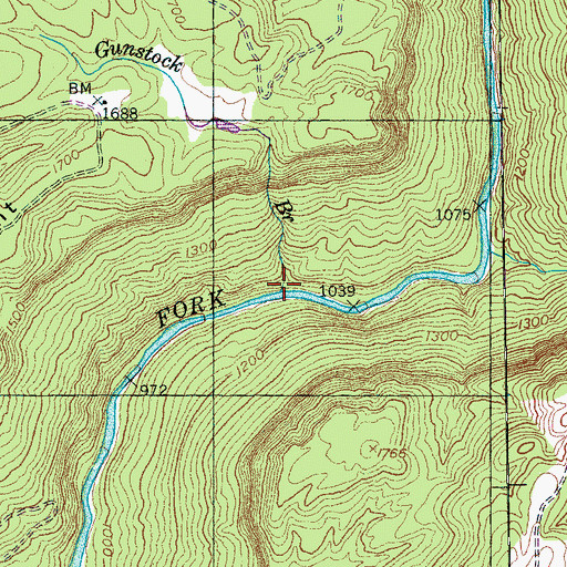 Topographic Map of Gunstock Branch, TN