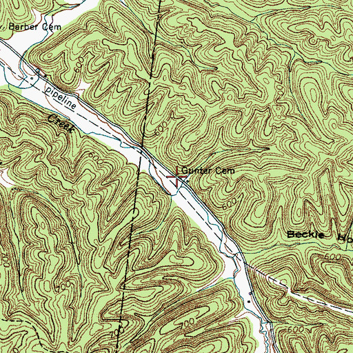 Topographic Map of Gunter Cemetery, TN