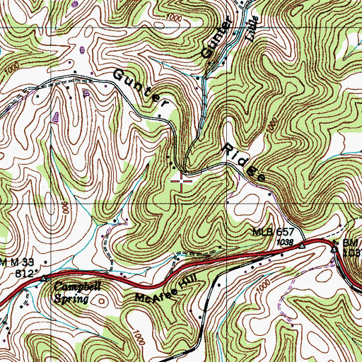 Topographic Map of Gunter Ridge, TN