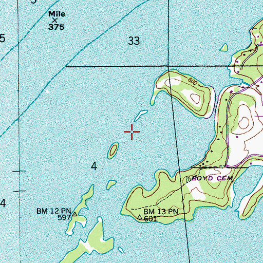 Topographic Map of Guntersville Lake, AL